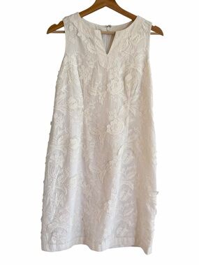 Talbots Womens Floral Embroidered Dress Size 4P Preppy Coastal Old Money Resort